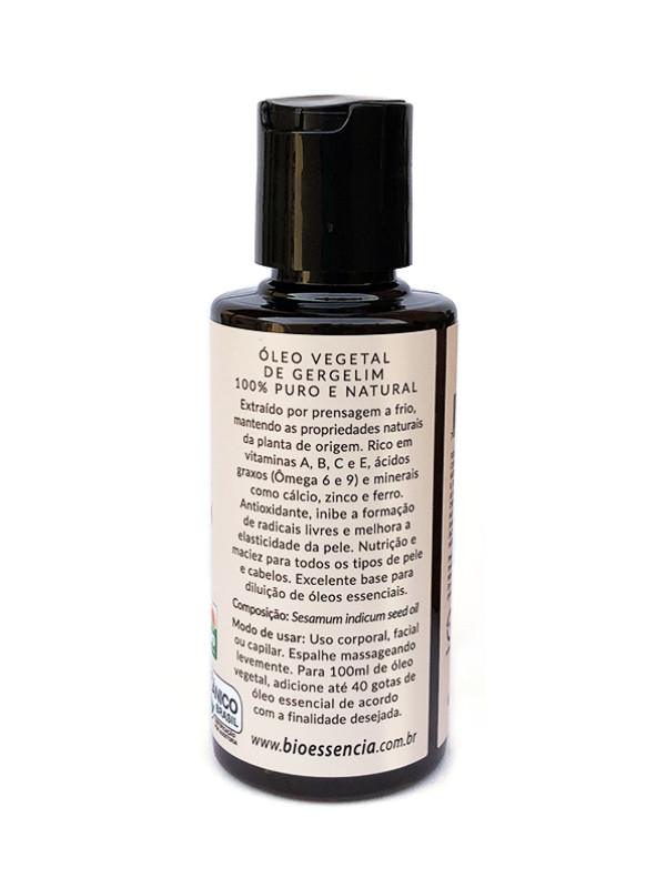 Óleo vegetal de Gergelim Orgânico 100ML (Validade: 31/12/2026 - Lote: 260102/O)