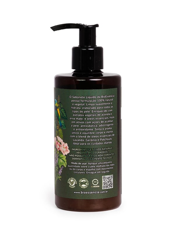 Sabonete Liquido Saboaria Botânica 250ml - Lavanda, Gerânio e Patchouly (Validade: 31/10/2026 - Lote: 6081)