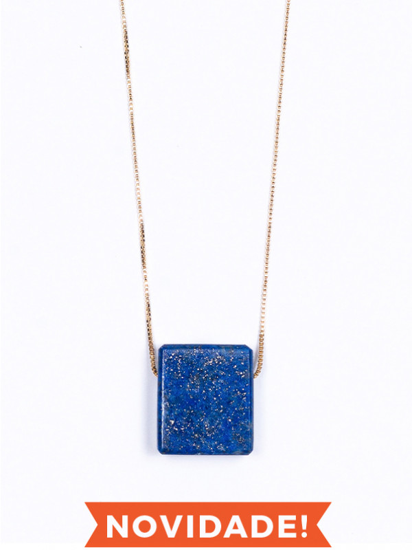 Colar Aromático Minimalista Ouro - Lapis Lazuli
