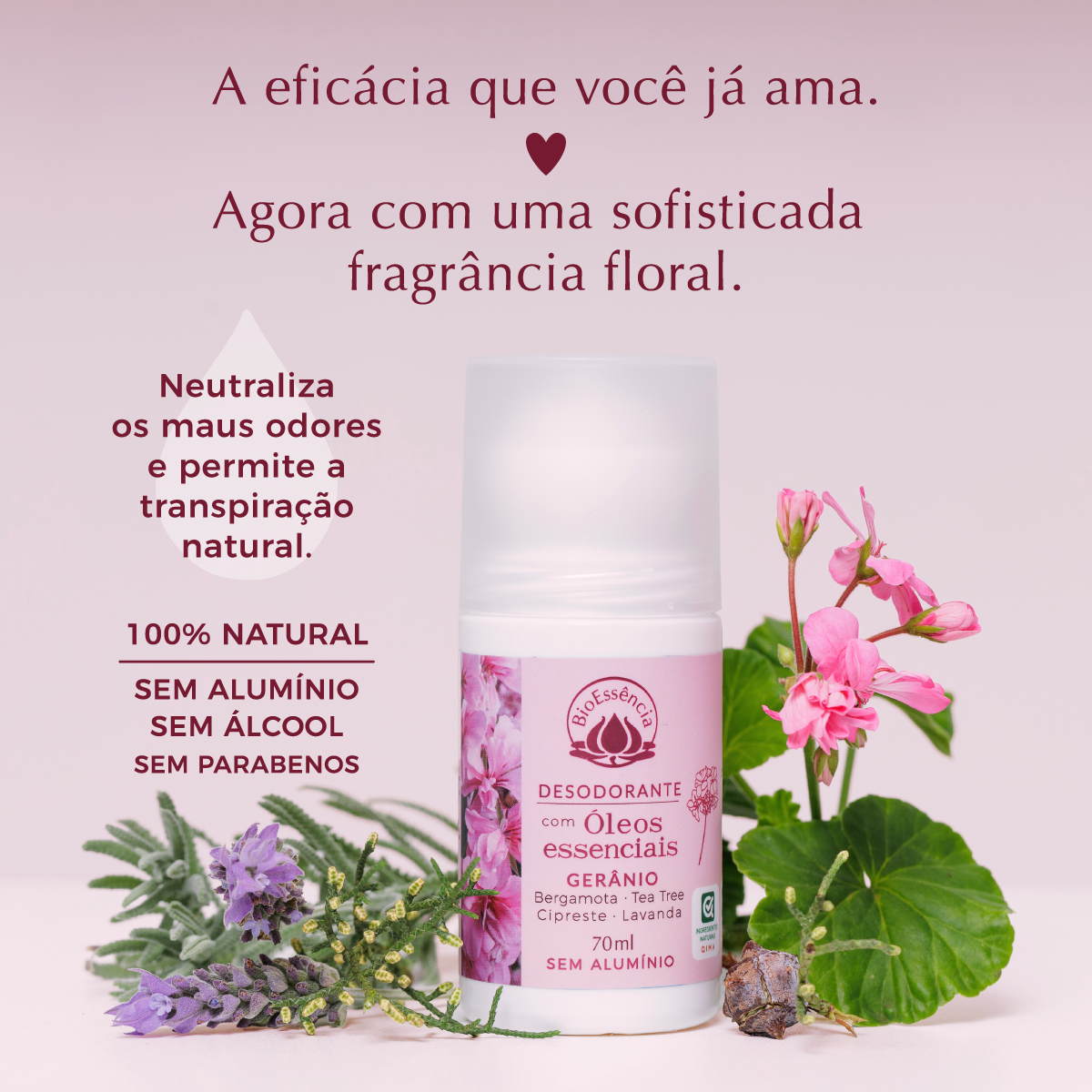 Desodorante com Óleos Essenciais — fragrância floral