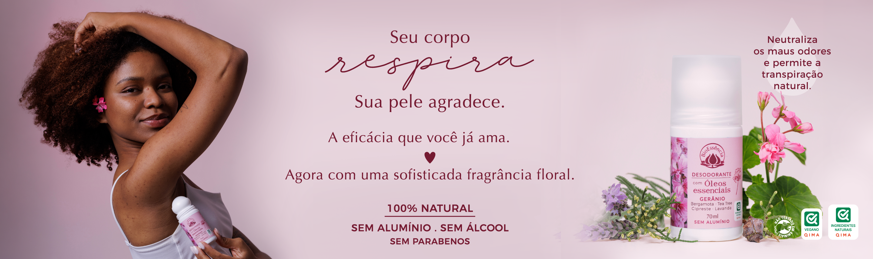 Desodorante com Óleos Essenciais Gerânio